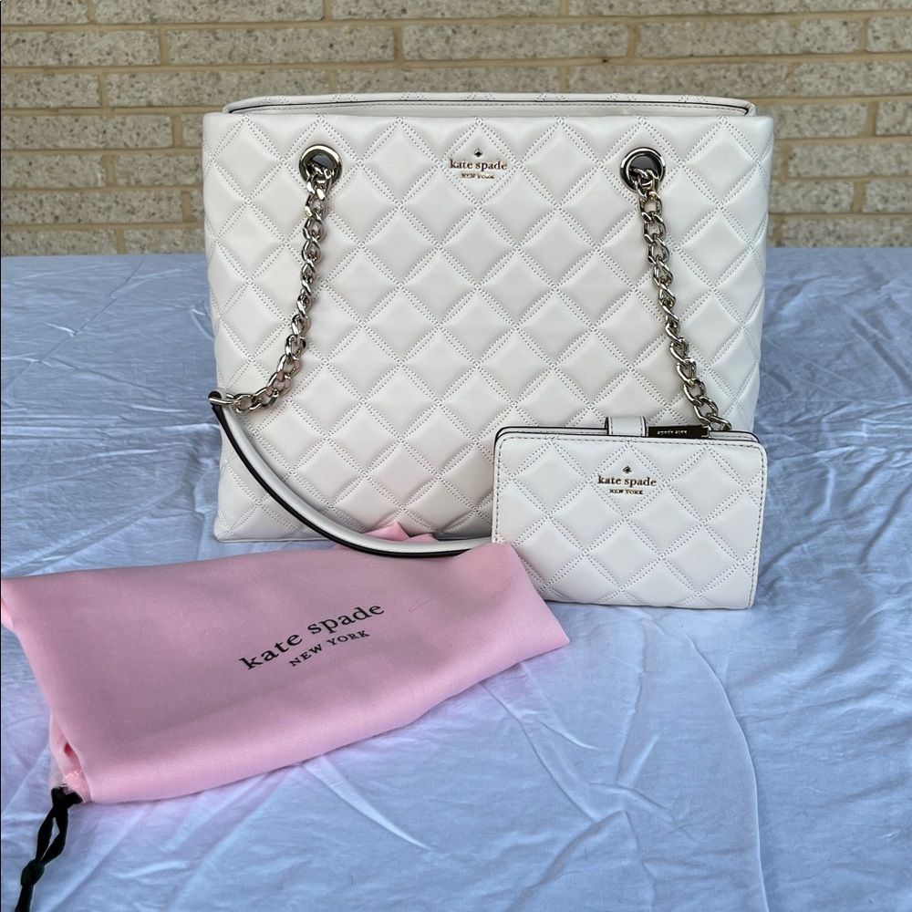 ♠️ Kate Spade Cream Quilted Tote and Wallet Set ♠️